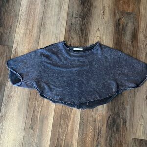 Free People- Crop Sweater, Blue-Gray, Size S